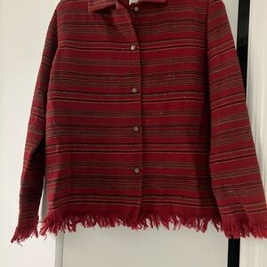 Vintage Chico’s Design 100% Silk Jacket – Made in India – Fringe Hem